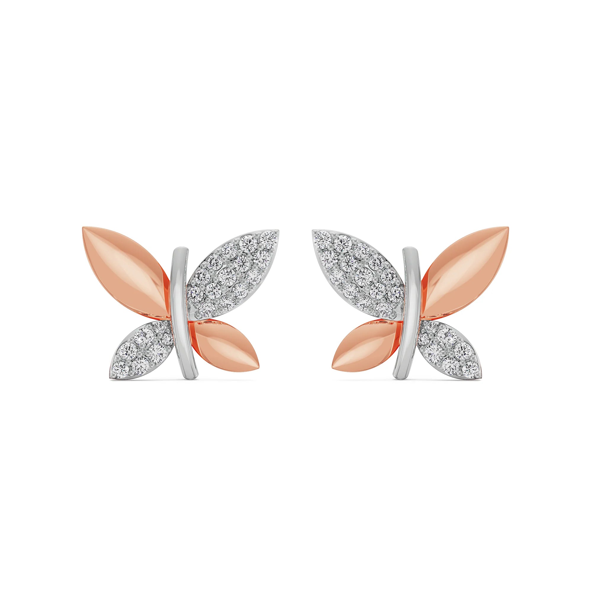 Symmetry Solitaire Diamond Earrings Front View in 9KT
