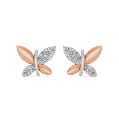 Symmetry Solitaire Diamond Earrings Front View in 9KT