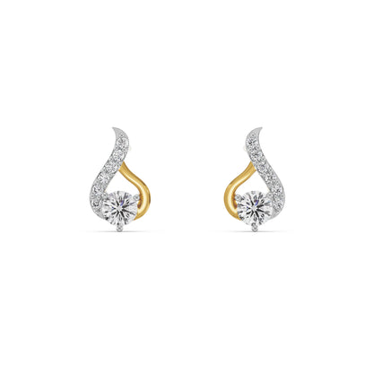 Symmetry Solitaire Diamond Earrings Front View in 9KT