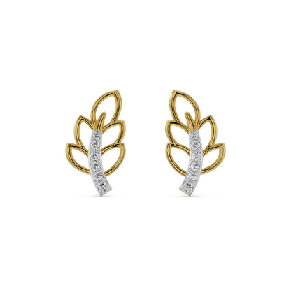 Petal Swag Diamond Earrings Front view in 9KT