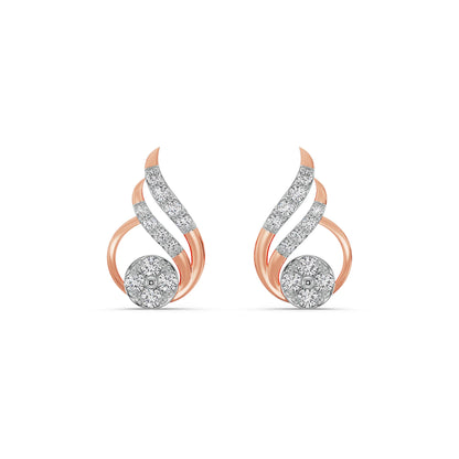 Fern Diamond Earrings Front View in 9KT