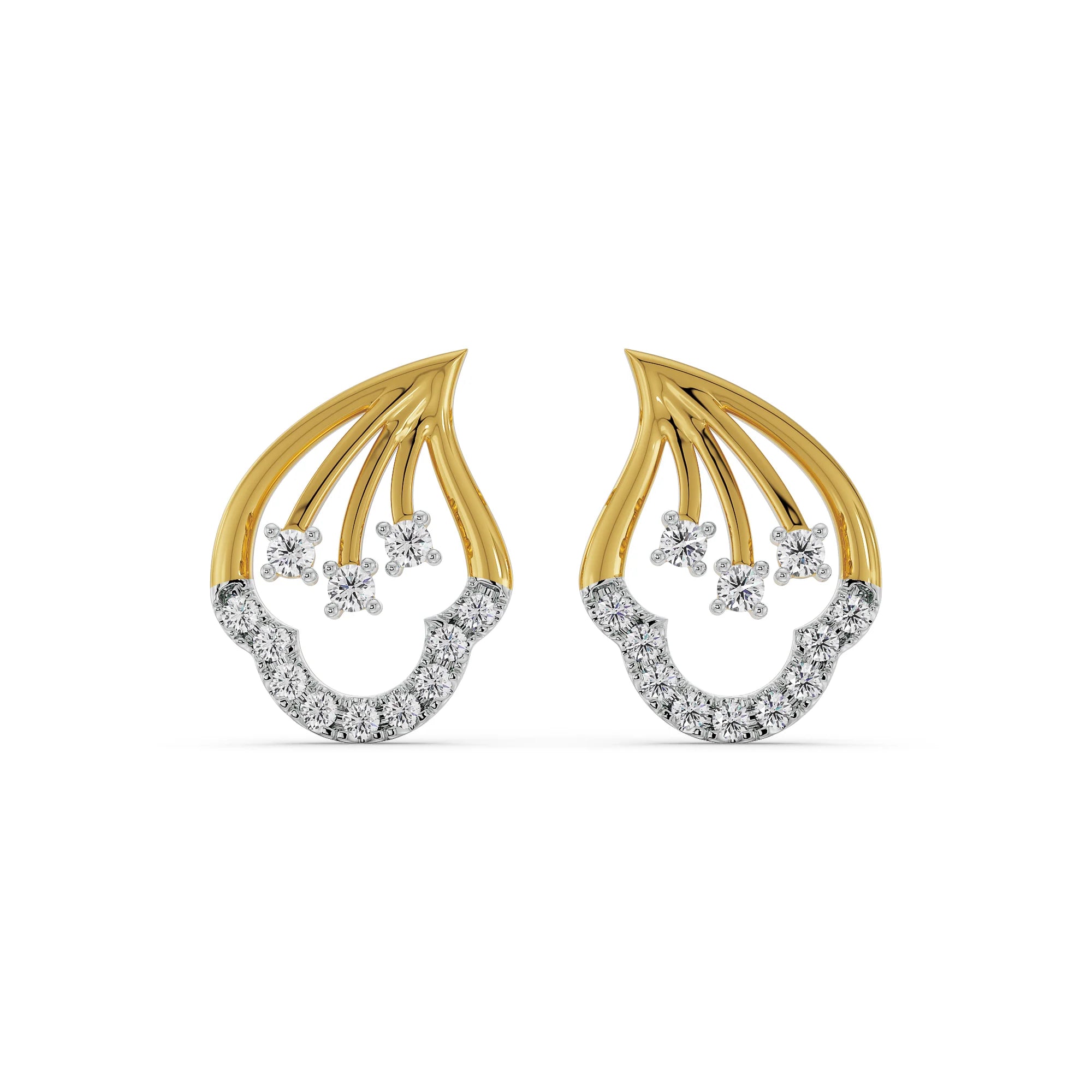 Ziya Diamond Studs Front view in 9KT
