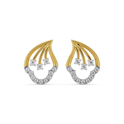 Ziya Diamond Studs Front view in 9KT