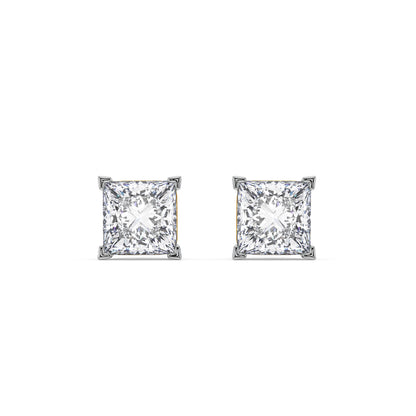 1 CT Classic Square Diamond Studs Front View