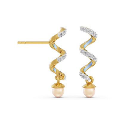 Pearl Teardrop Diamond Earrings Prospective view