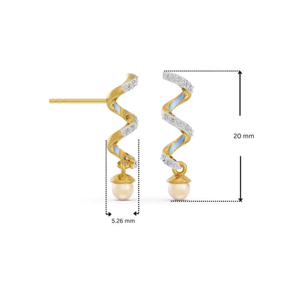 Pearl Teardrop Lab Grown Diamond Earrings 9KT