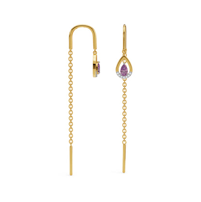 Purple Gemstone Suidhaga Earrings Prospective View
