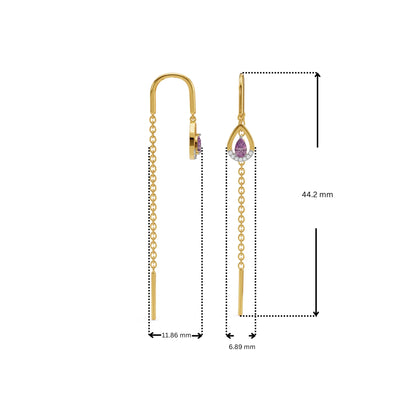 Purple Gemstone Lab Diamond Suidhaga Earrings 9KT