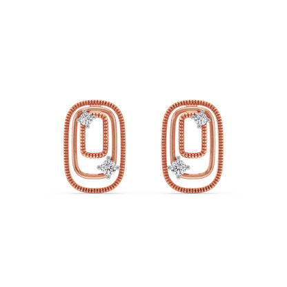 Geometrical Loop Diamond Studs Front View in 9KT