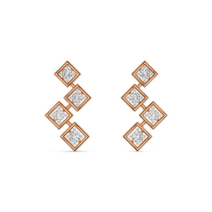 Stellar Geometry Diamonds Studs Front View in 9KT