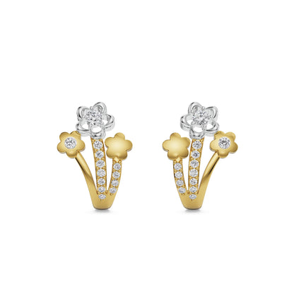 Floral Bloom Studs Front View in 9KT