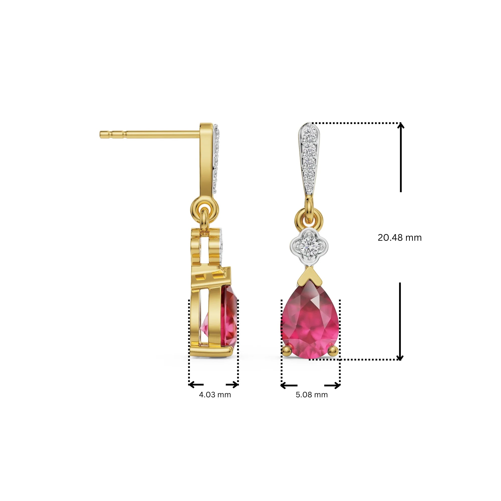 Ruby Drop Lab Grown Diamond Earrings 9KT