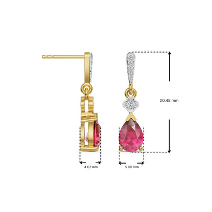 Ruby Drop Lab Grown Diamond Earrings 9KT