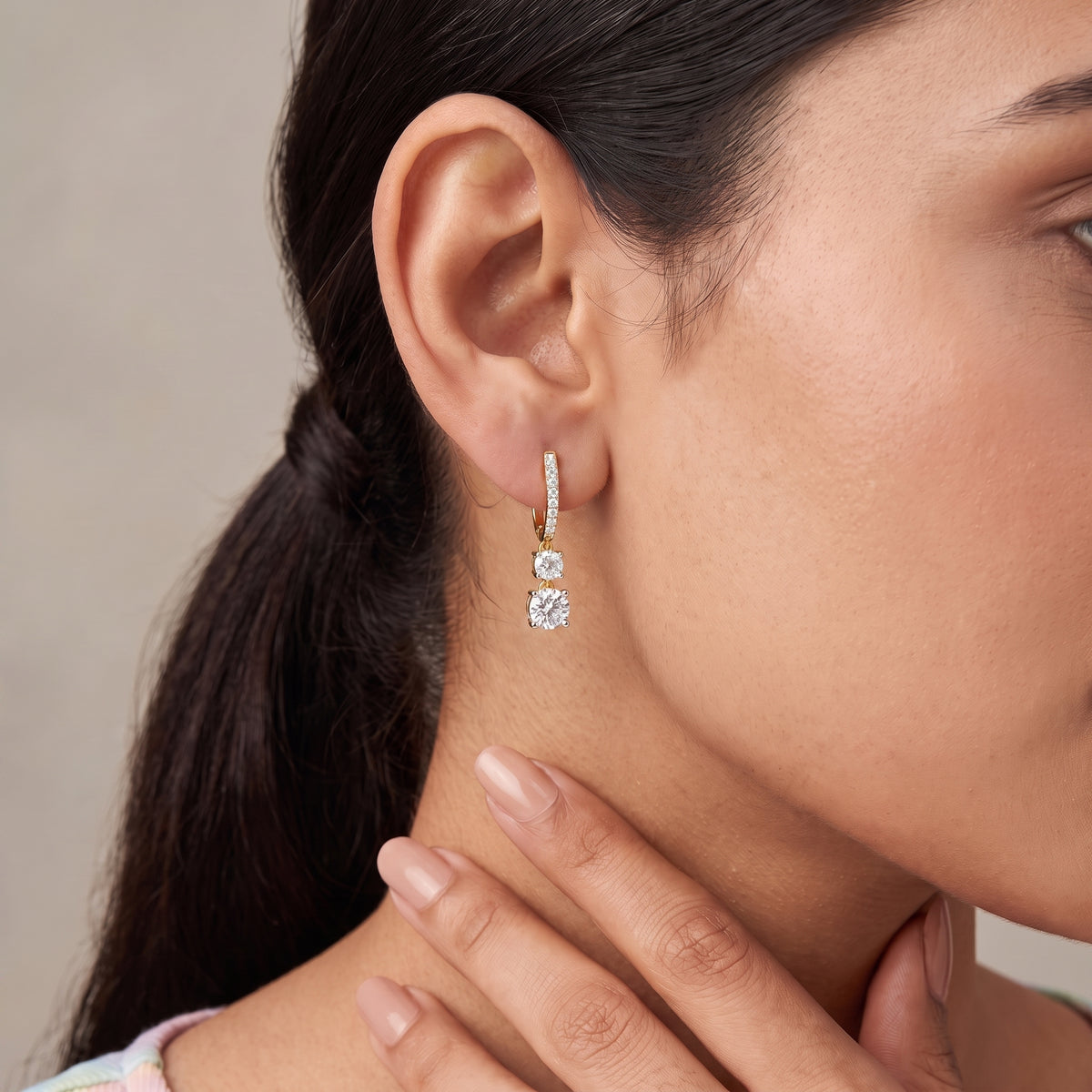 Round Brilliant Lab Grown Diamond Drop Earrings