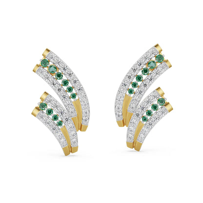 Tina Shimmering Diamond Earrings Front View in 9KT
