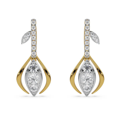 Glittering Gemstone Drop Earring Front View in 9KT