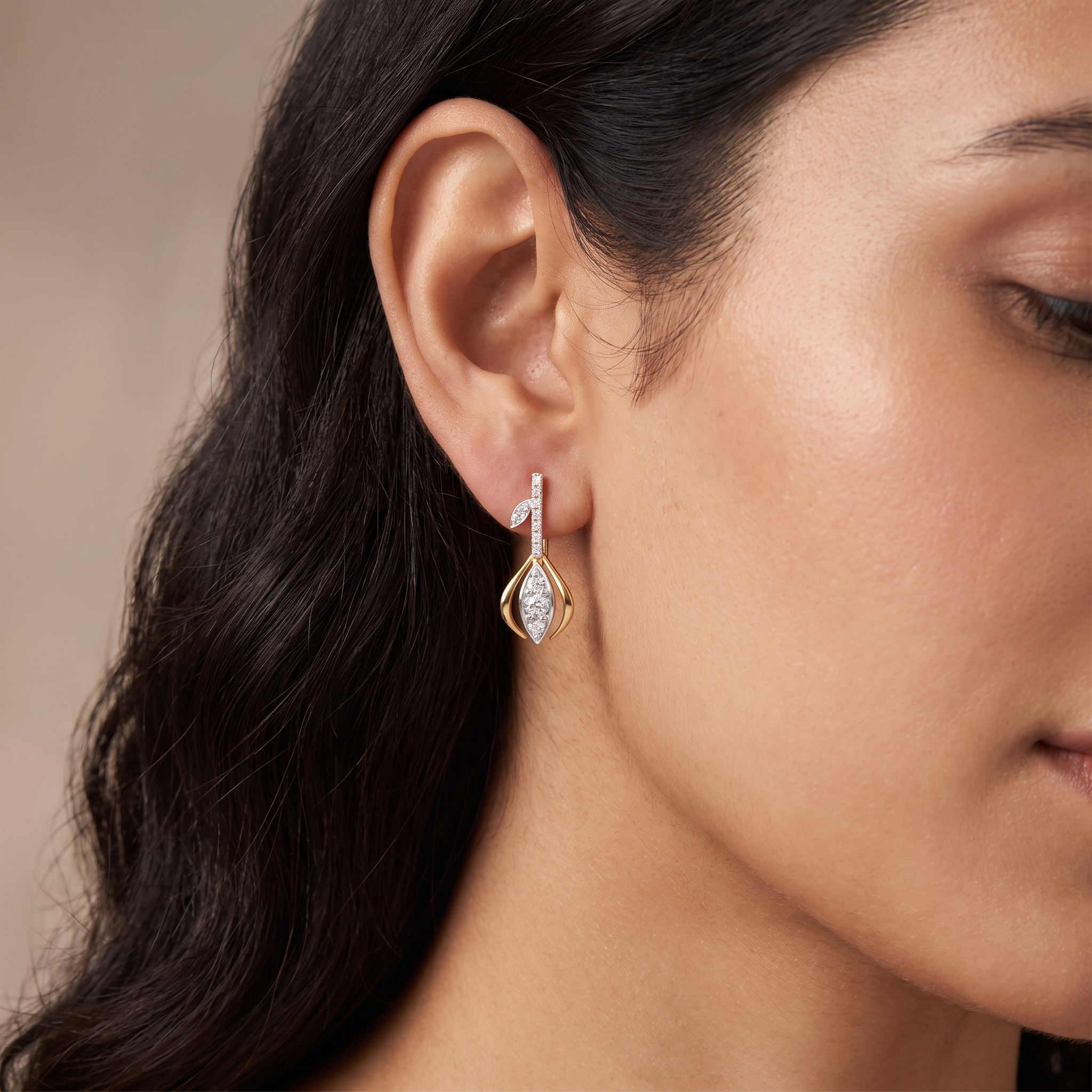 Glittering Gemstone Lab Grown Diamond Drop Earring