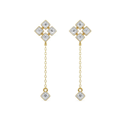 Gleaming Sui Dhaga Earrings Front View in 9KT