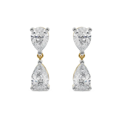 Subtle Pear Diamond Drops Front View
