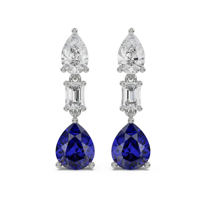Radiant Gemstone Earrings Front View in 9KT