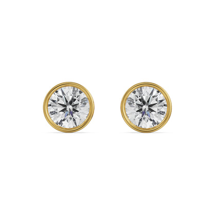1 CT Classic Bezel Solitaire Studs Front View