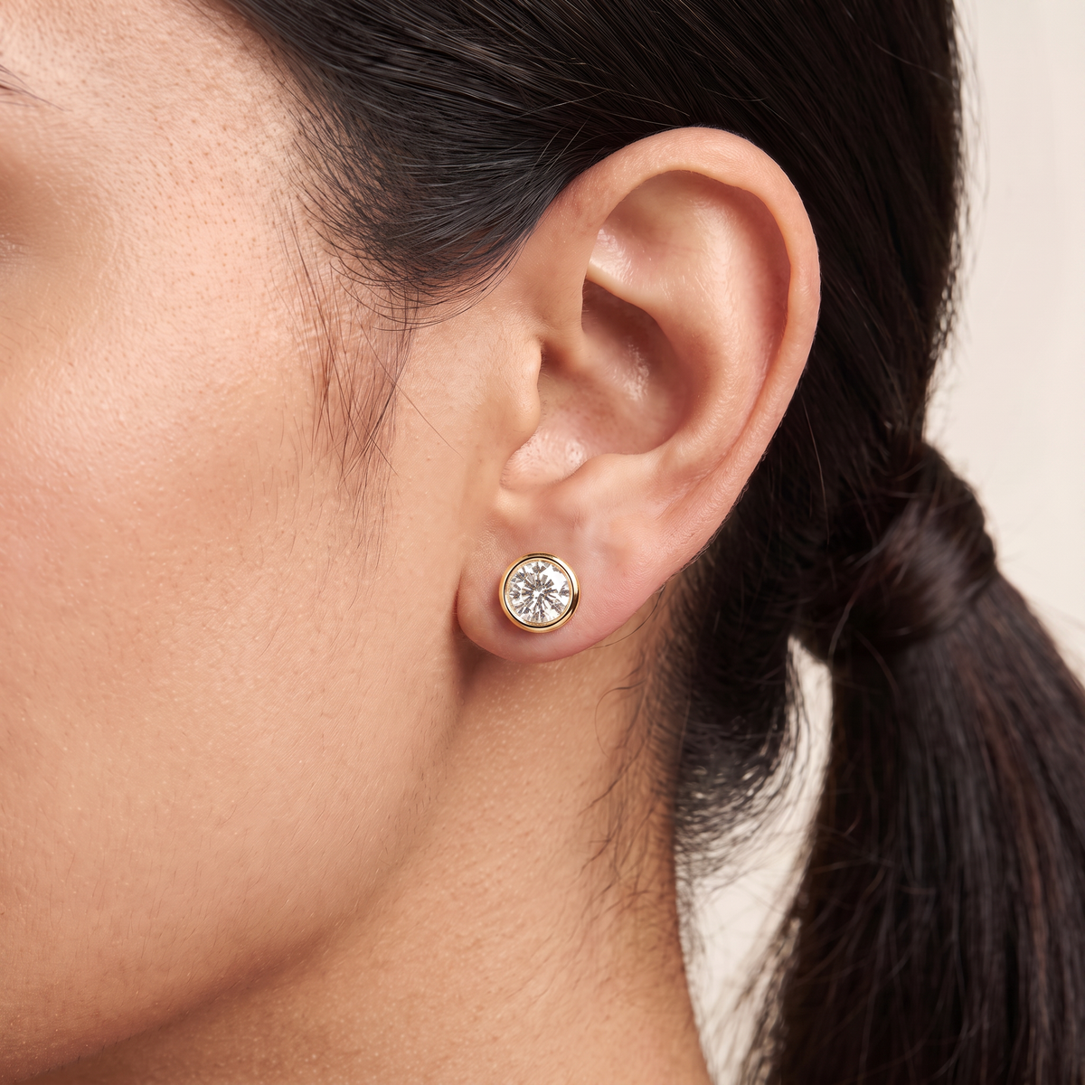 1.5 CT Classic Bezel Lab Grown Diamond Solitaire Studs