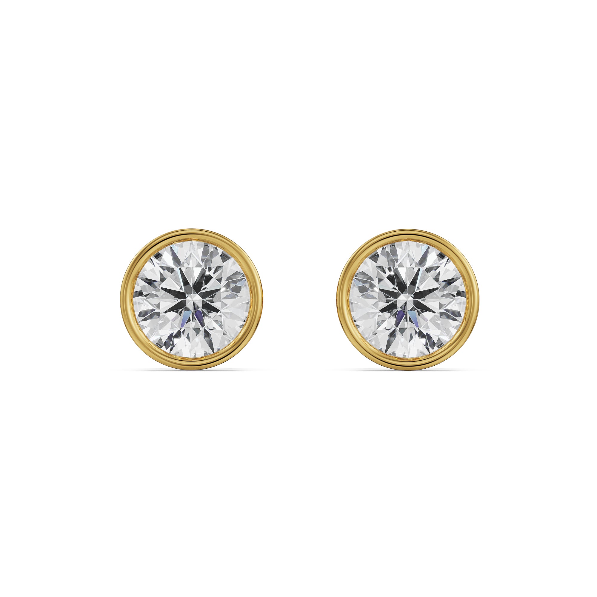 2 CT Classic Bezel Solitaire Studs Front view