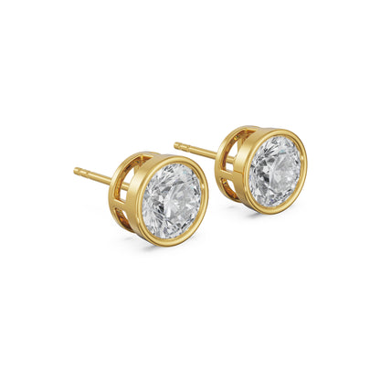 2 CT Classic Bezel Solitaire Studs Side View