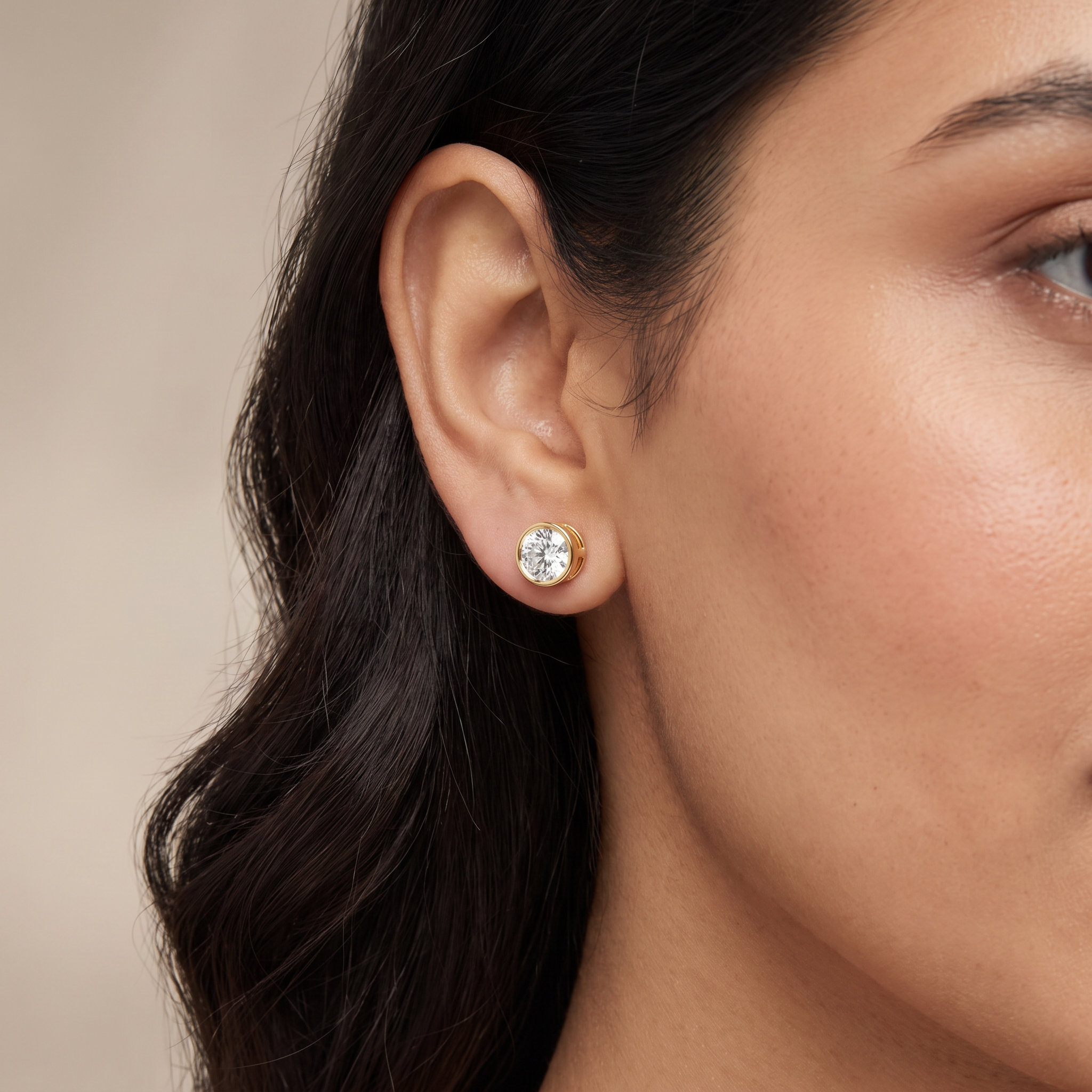 2 CT Classic Bezel Lab Grown Diamond Solitaire Studs