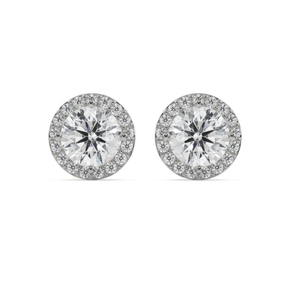 0.5 CT Halo Solitaire Studs Front View