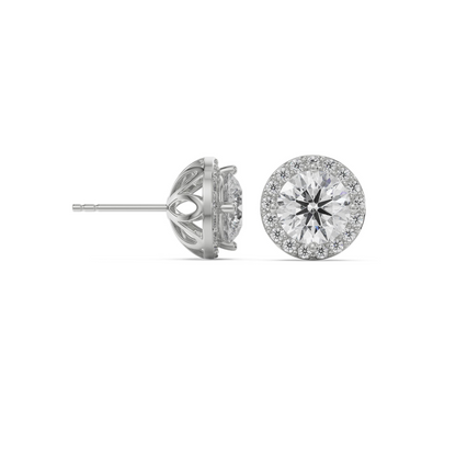 0.5 CT Halo Solitaire Studs Prospective View