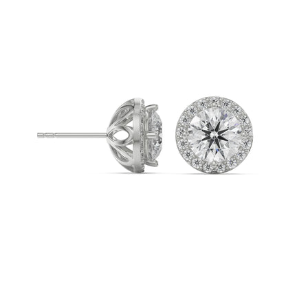 1 CT Halo Solitaire Studs Prospective View