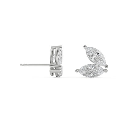 Butterfly Marquise Diamond Studs Prospective View in 9KT