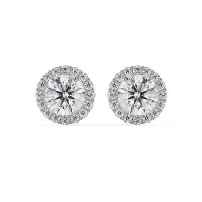 1 CT Halo Round Lab Grown Diamond Solitaire Studs