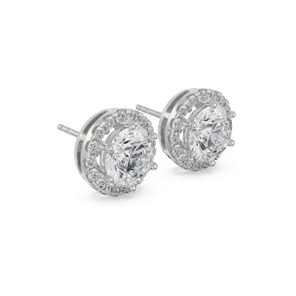 1 CT Halo Solitaire Earrings Side View