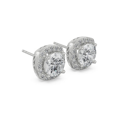 0.5 CT Halo Cushion Cut Studs Side View