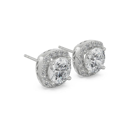 1 CT Halo Cushion Cut Lab Grown Diamond Studs 9KT