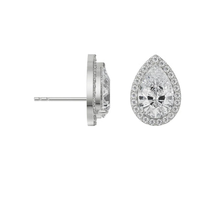 1 CT Lab Grown Diamond Solitaire Pear Earrings - Perspective View in 9KT