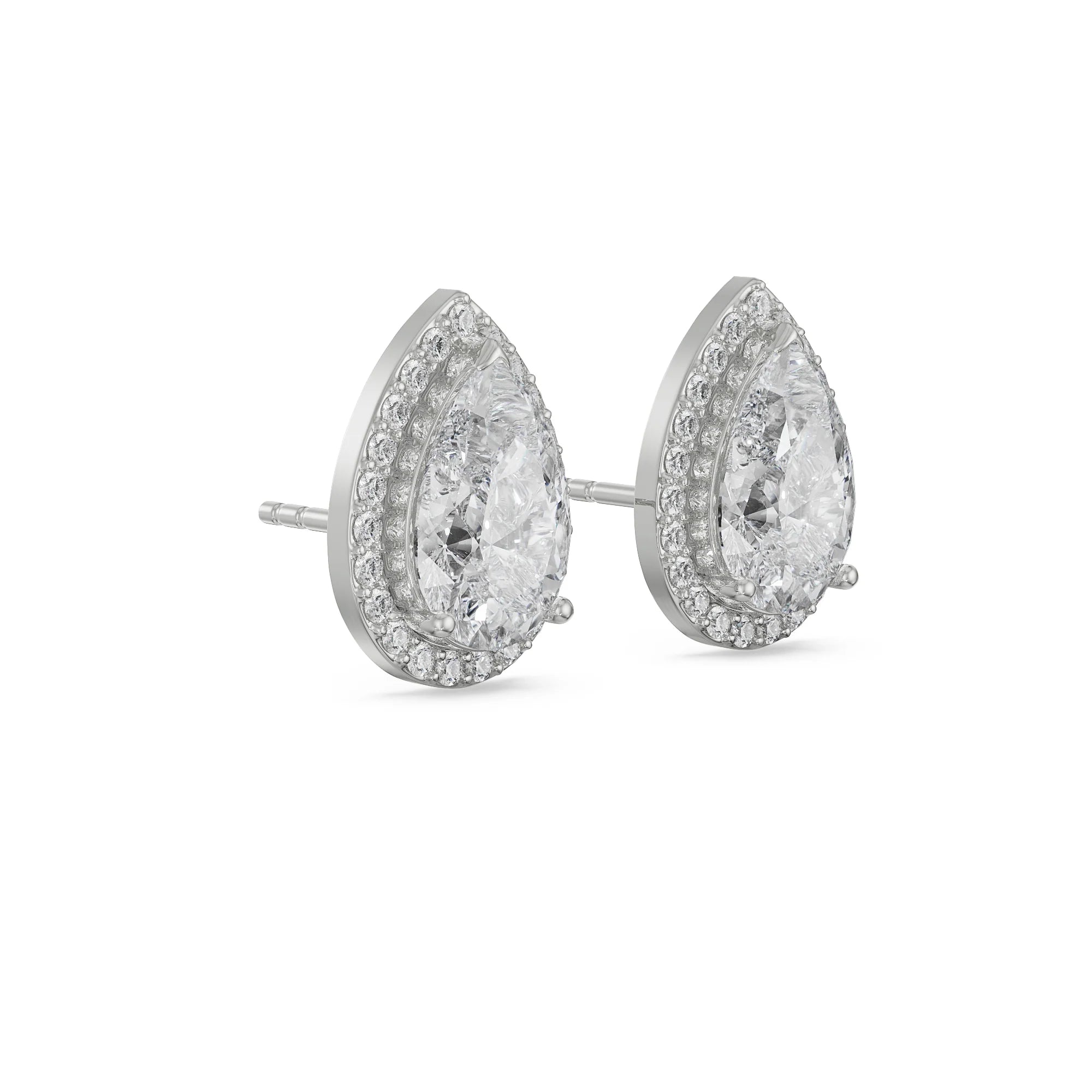 1 CT Solitaire Pear Earrings Side View in 9KT