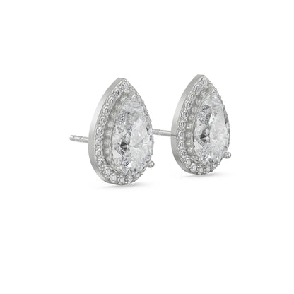 1 CT Solitaire Pear Earrings Side View in 9KT
