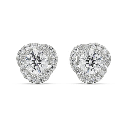 1 CT Swirl Halo Lab Grown Diamond Earrings 9KT