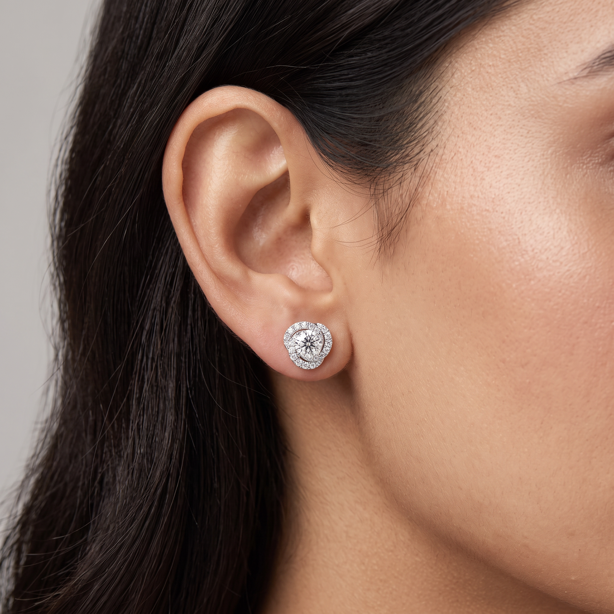 1 CT Swirl Halo Lab Grown Diamond Earrings