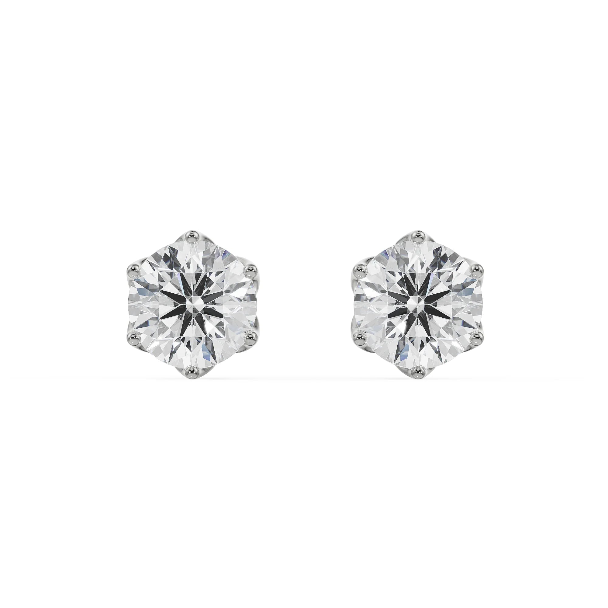 1 CT Petal Solitaire Studs Front View in 9KT