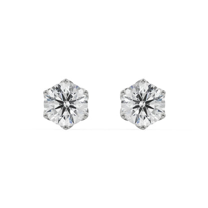 1 CT Petal Solitaire Studs Front View in 9KT