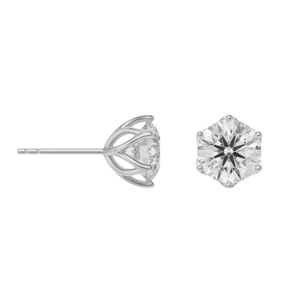 2 CT Petal Solitaire Studs Prospective View in 9KT