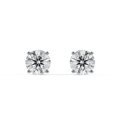 1 CT Classic Round Diamond Studs Front View