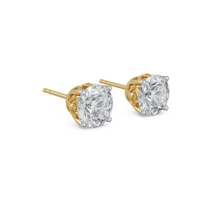 1 CT Classic Round Diamond Studs Side View