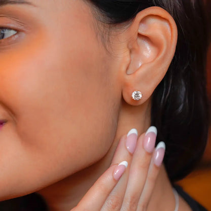 1 CT Classic Round Diamond Studs Prospective View