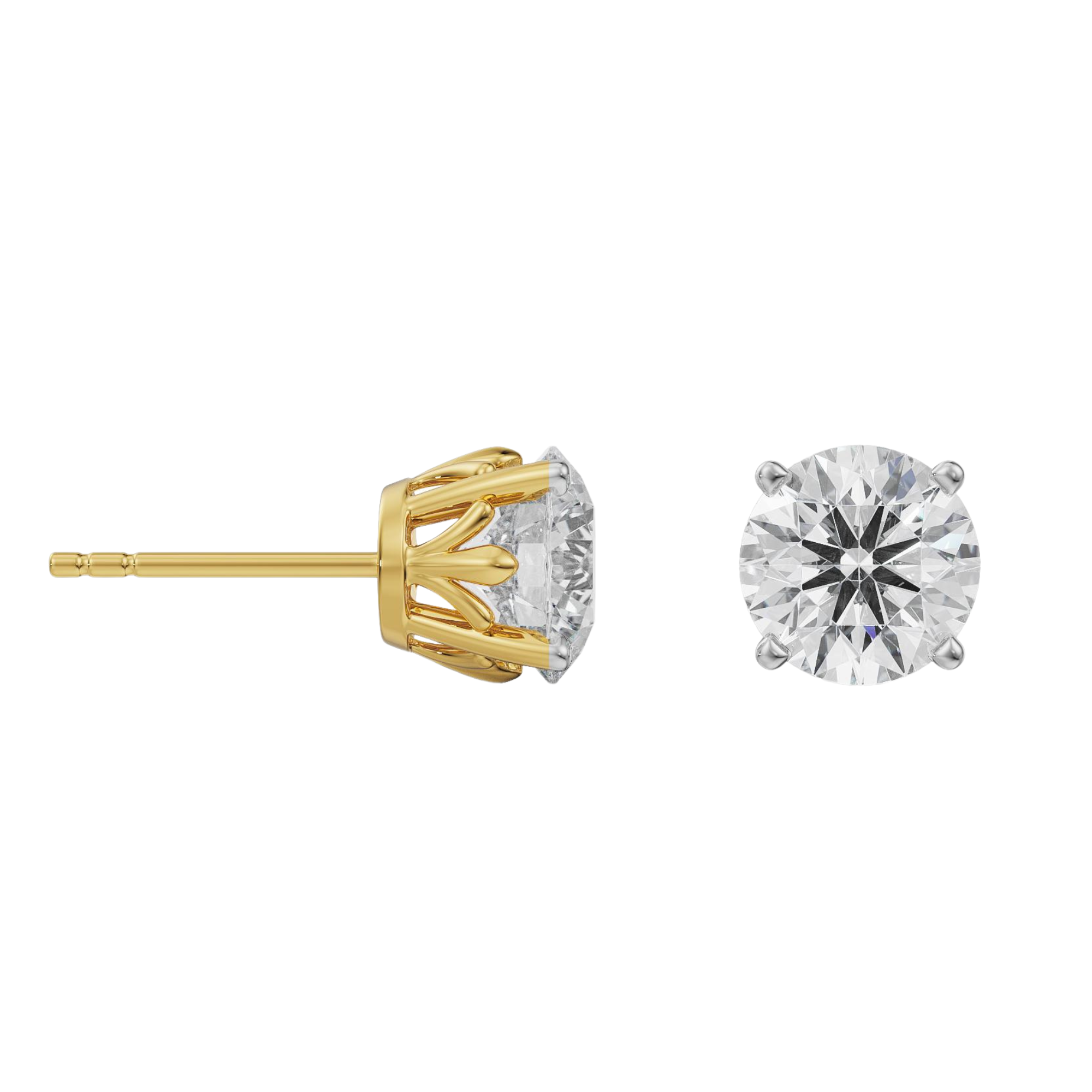 2 CT Classic Round Diamond Studs Prospective View in 9KT