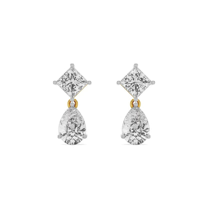 Princess Pear Drop Earrings Front View in 9KT
